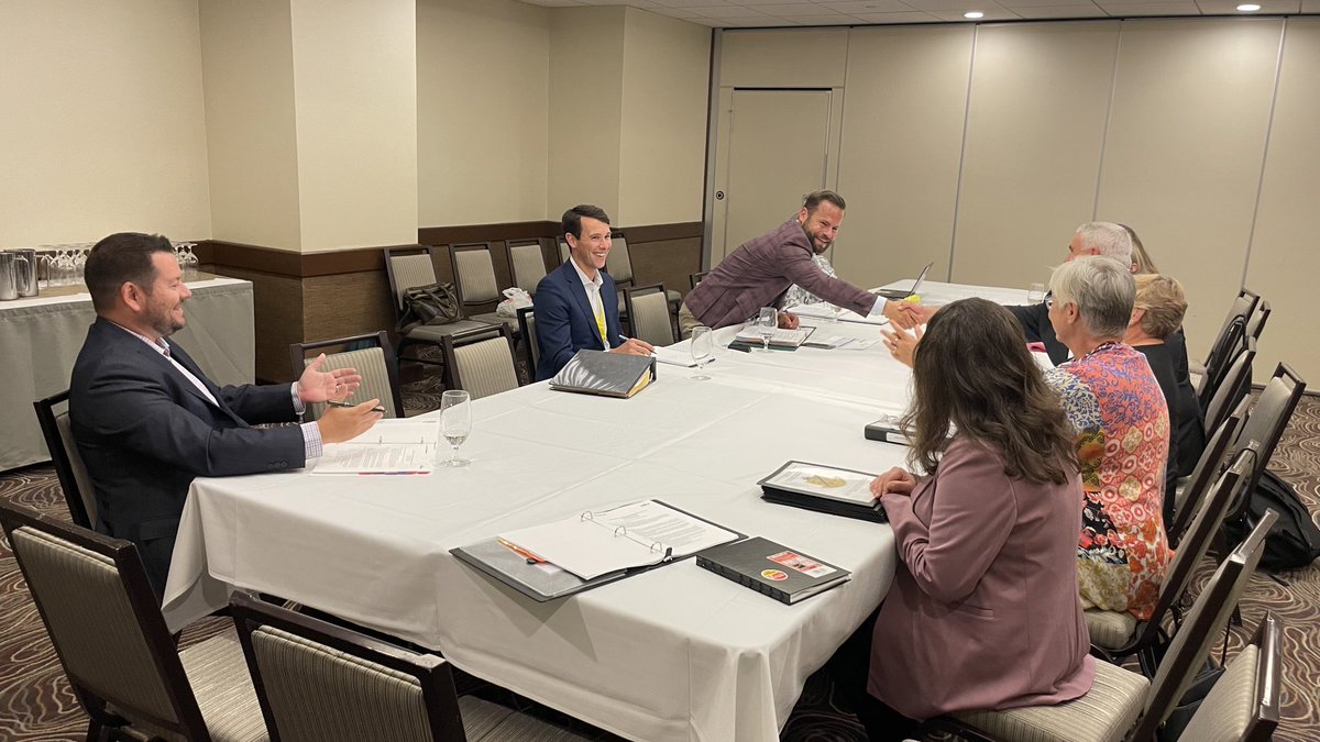 mikeharrisjrpc's tweet photo. Kicking off @AMOPolicy today with delegations to discuss municipal priorities first with Minister @DavidPiccini and @citywaterloo followed by Minister @KingaSurmaMPP and @northdumfries @WilmotTownship @wellesley_ca and @Woolwichupdates. #AMO #AMO2022 https://t.co/IJkIjVLesz