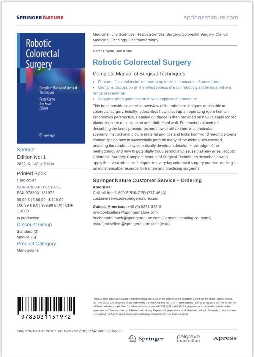 Peter Coyne (@petercoyne1982) on Twitter photo 1/2 So pleased to announce coming shortly (due October 2022), the first robotic colorectal surgery textbook. A stellar who’s who from around the globe for tips/tricks/techniques #roboticsurgery . thanks to everyone that has contributed ! <a href="/JimkhanMD/">Jim Khan</a> <a href="/escp_tweets/">European Society of Coloproctology</a> <a href="/ACPGBI/">@ACPGBI</a> <a href="/ASCRS_1/">ASCRS_1</a> 1/2 So pleased to announce coming shortly (due October 2022), the first robotic colorectal surgery textbook. A stellar who’s who from around the globe for tips/tricks/techniques #roboticsurgery . thanks to everyone that has contributed ! <a href="/JimkhanMD/">Jim Khan</a> <a href="/escp_tweets/">European Society of Coloproctology</a> <a href="/ACPGBI/">@ACPGBI</a> <a href="/ASCRS_1/">ASCRS_1</a>
