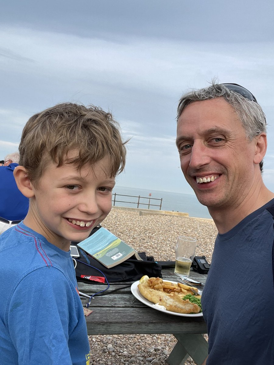 ianodonnell's tweet photo. We had another fab day cycling the @WeAreCyclingUK #cantiiway finishing with fish &amp; chips from the Zetland Arms sitting in the pub garden on the beach https://t.co/pPNHQXVhLB