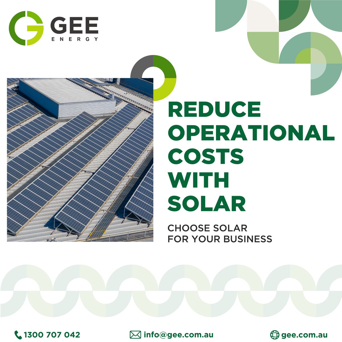 Solar is an increasingly affordable energy source that helps businesses reduce operational costs. Get a free solar consultation for your business today! 

Call 1300 707 042 or Mail us at info@gee.com.au  

#commercialsolar #commercialsolarsystems #solar #businesssolar