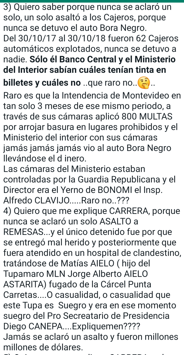 alrighetti's tweet photo. Opa! Algunas preguntas que llegaron por whats app para el senador Carrera. Jeje https://t.co/JzEg0OO4lb