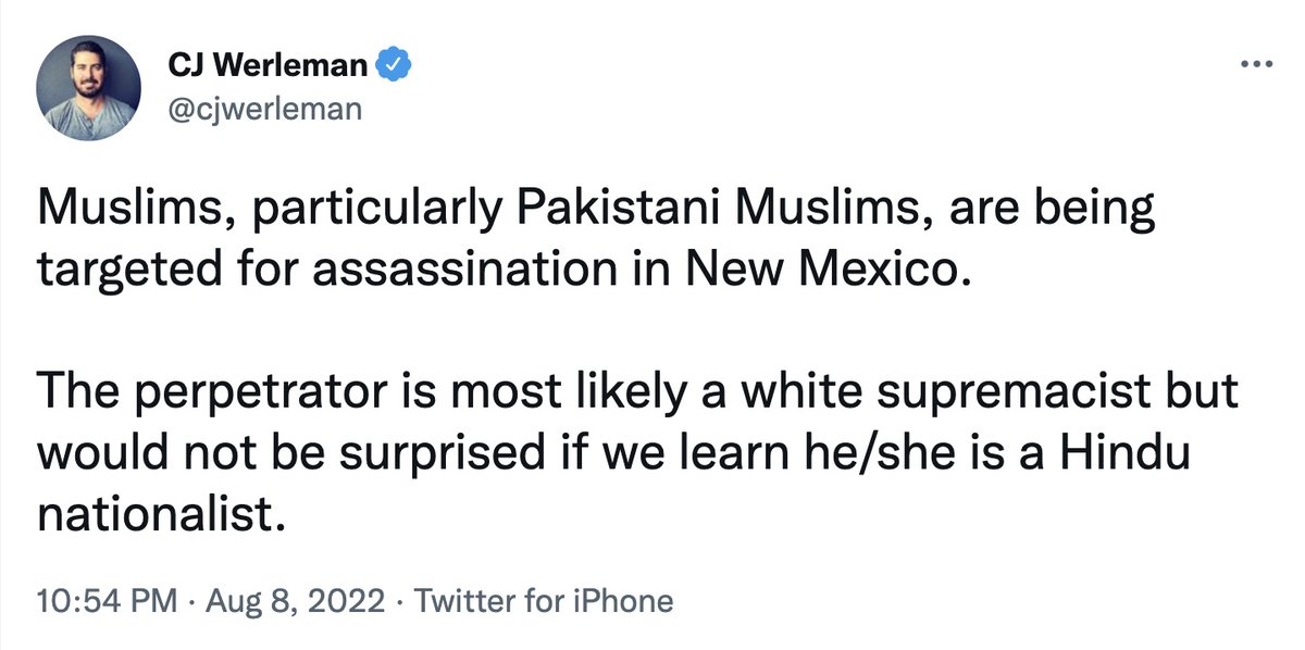 MrAndyNgo's tweet photo. Earlier this week, a Muslim migrant from Afghanistan was arrested as the suspect in the serial killings of four Muslim men in Albuquerque, NM that shocked the country. The killings were first blamed by leftists &amp; Islamists on a phantom Islamophobic, far-right, white supremacist. https://t.co/11unr7NrDs