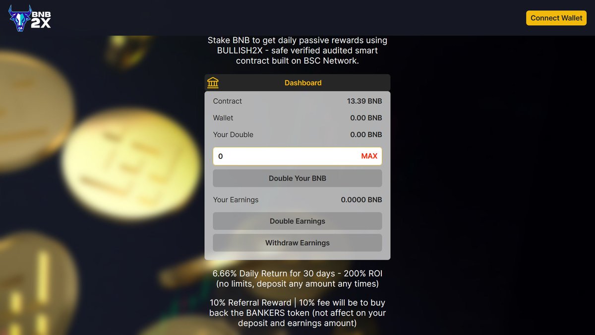 BullBankers's tweet photo. 🔥BULLish news, guys! 🔥
📢The STAKE 2X contract on BNB is already running!
Do not waste time! Go now for the BNB Stake!

🏆https://t.co/eE2CjBdjEO https://t.co/PQX7qw9SXu