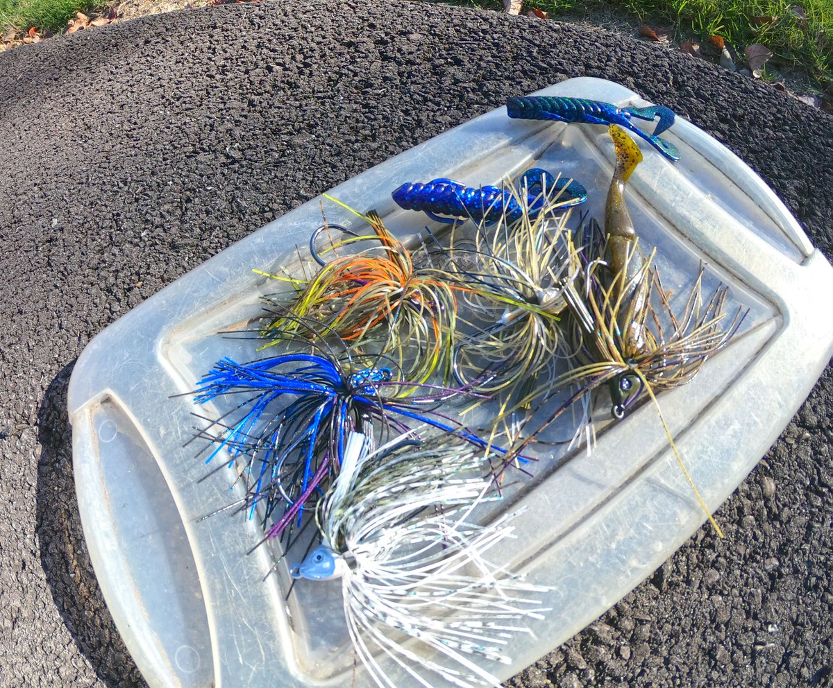 Swim jig colors in the heat of late summer relate to what the fish are chasing.  Focus on schooling fish chasing shad in the morning with a lighter colored GOAT like Crappie or Ghost.  As the sun gets high transition to your bluegill imitators - Killer G, Black Blue, and Red Ear.