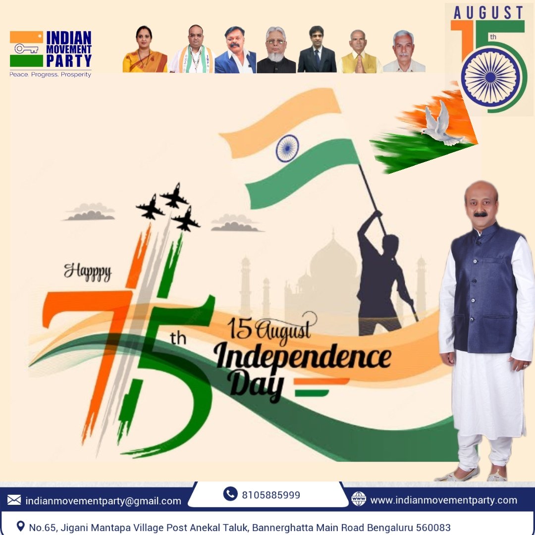 IMParty2023's tweet photo. Happy 75th Independence Day 🇮🇳 Heartfelt gratitude to all those martyrs and freedom fighters who worked tirelessly for the independence of our nation. Let us pledge to love and respect our motherland always🇮🇳
#IndianMovementParty
#BharatMataKiJai
❤️ #IndiaAt75 #JaiHindJaiBharat https://t.co/6fXai5RBJM