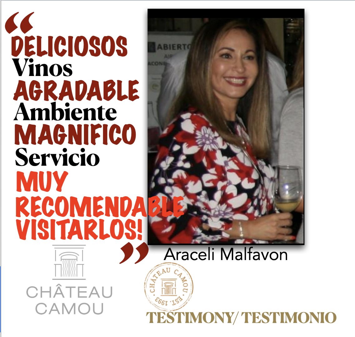 Gracias por su #TESTIMONIO! Estos son los motivos por los cuales nos esforzamos a darles lo mejor de Château Camou! En nombre de todo el equipo - Gracias por su preferencia!#chateaucamou #grandesvinosmexicanos #valledeguadalupe #bajawine #bajawinecountry