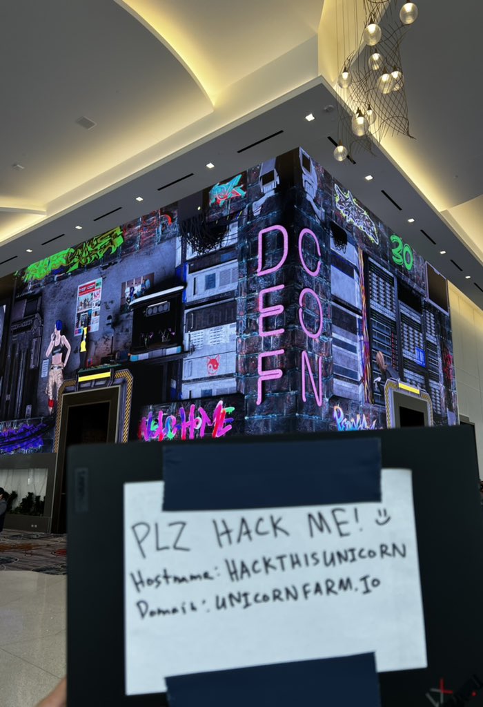 RedCupIT's tweet photo. If you’re at #DEFCON30 please hack our laptop! #honeypot #unicornfarm #hackme https://t.co/qUWOu8YBGV