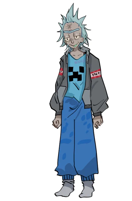 rick sanchez wearing minecraft merch 