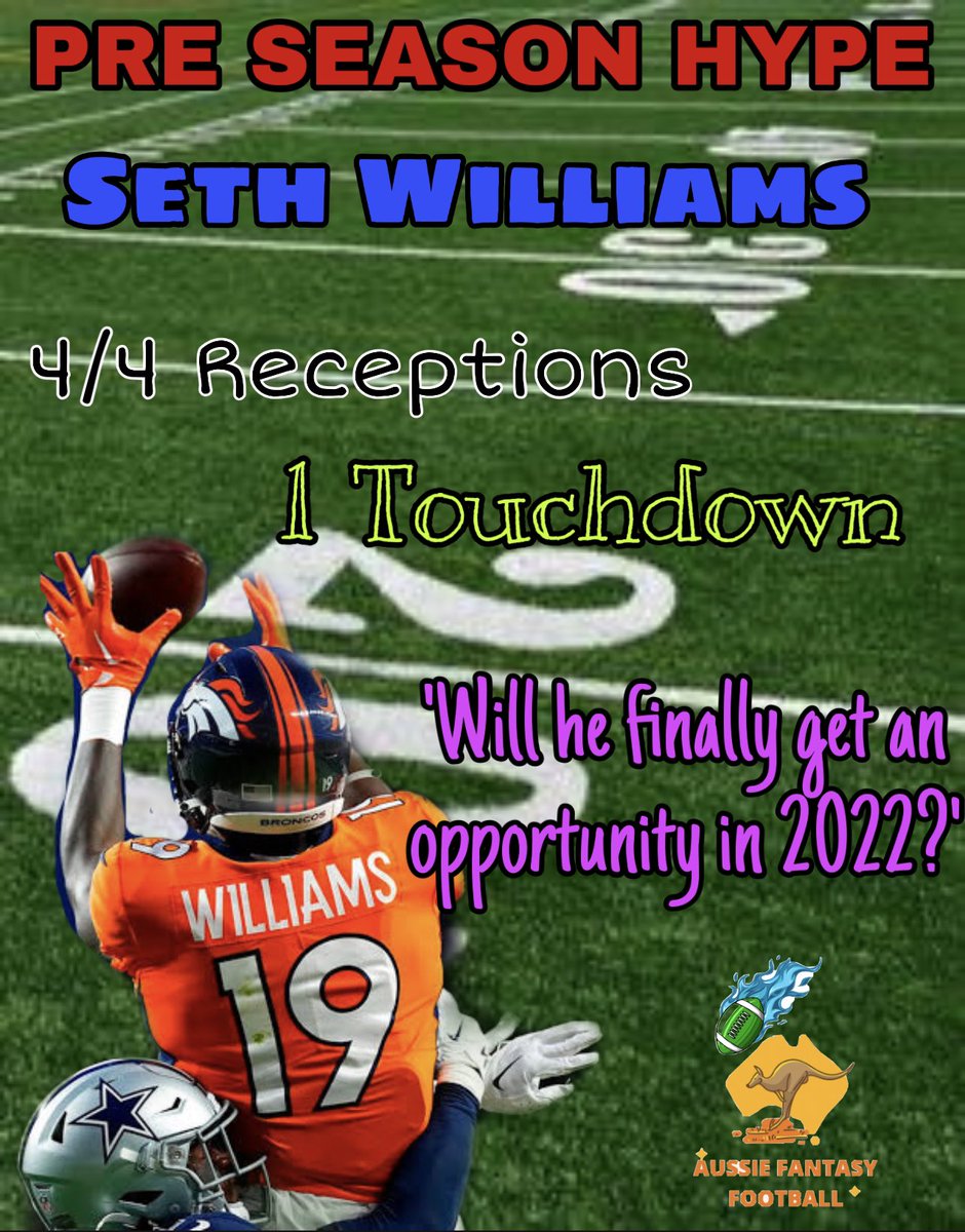 TomOtton_FF's tweet photo. 4 receptions for 29 yards with no drops is quite uSETHful for Broncos receiver depth with Tim Patrick out for the year #sethwilliams #DenverBroncos https://t.co/25mAVzXkAy
