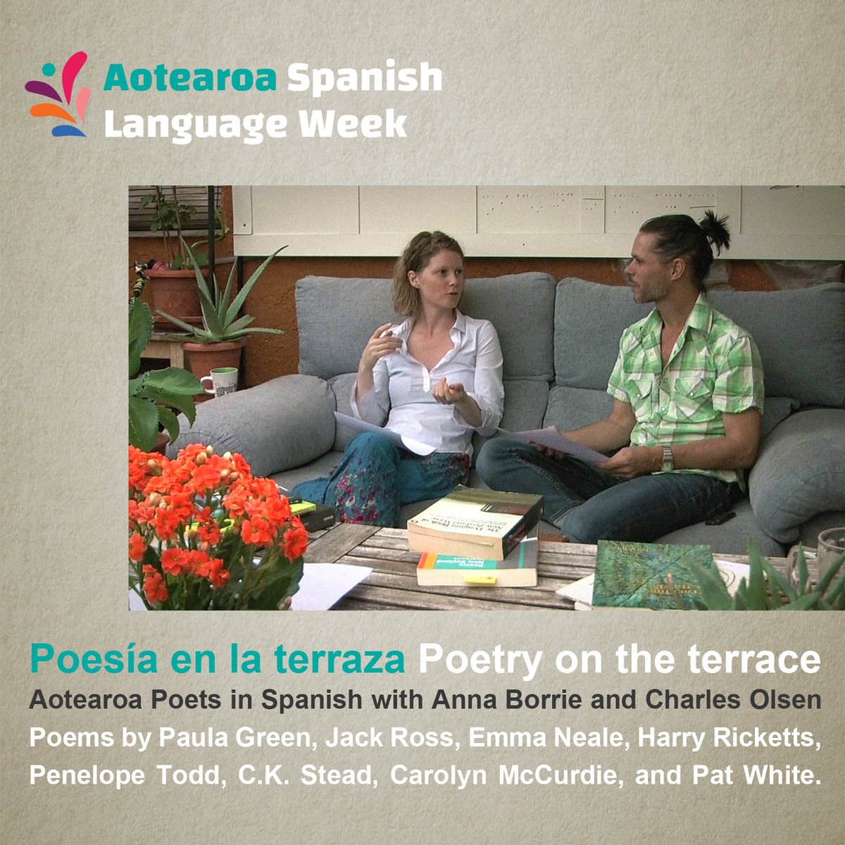 Given Words (@givenwords) on Twitter photo ¡Hola amigos! For Aotearoa Spanish Language Week (15–21 August) we invite you to watch listen to poems by New Zealand poets in Spanish translation on a terrace in Madrid: pensamientoslentos.blogspot.com/2022/08/poem-o…
More on #ASLW on @CAPELatAm
<a href="/readnz/">리드엔지</a> <a href="/NZPoetryDay/">NZPoetryDay</a> <a href="/NZPS/">NZ Poetry Society</a> ¡Hola amigos! For Aotearoa Spanish Language Week (15–21 August) we invite you to watch listen to poems by New Zealand poets in Spanish translation on a terrace in Madrid: pensamientoslentos.blogspot.com/2022/08/poem-o…
More on #ASLW on @CAPELatAm
<a href="/readnz/">리드엔지</a> <a href="/NZPoetryDay/">NZPoetryDay</a> <a href="/NZPS/">NZ Poetry Society</a>