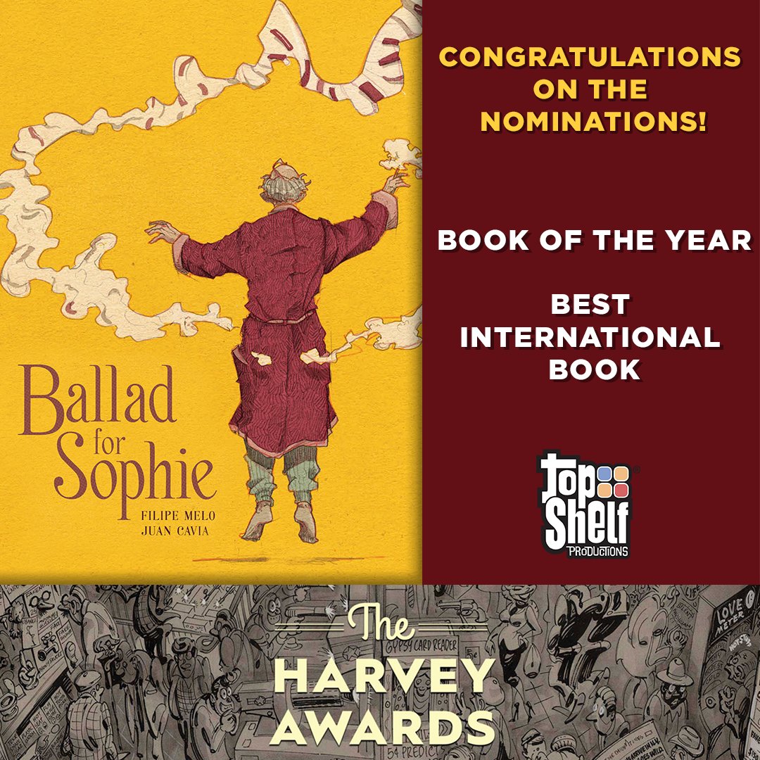 IDWPublishing's tweet photo. Congratulations to @filipemelo  and @JuanCavia3 on their nominations for 2 Harvey Awards! BALLAD FOR SOPHIE is up for Book of the Year and Best International Book. https://t.co/lIoA623ra7