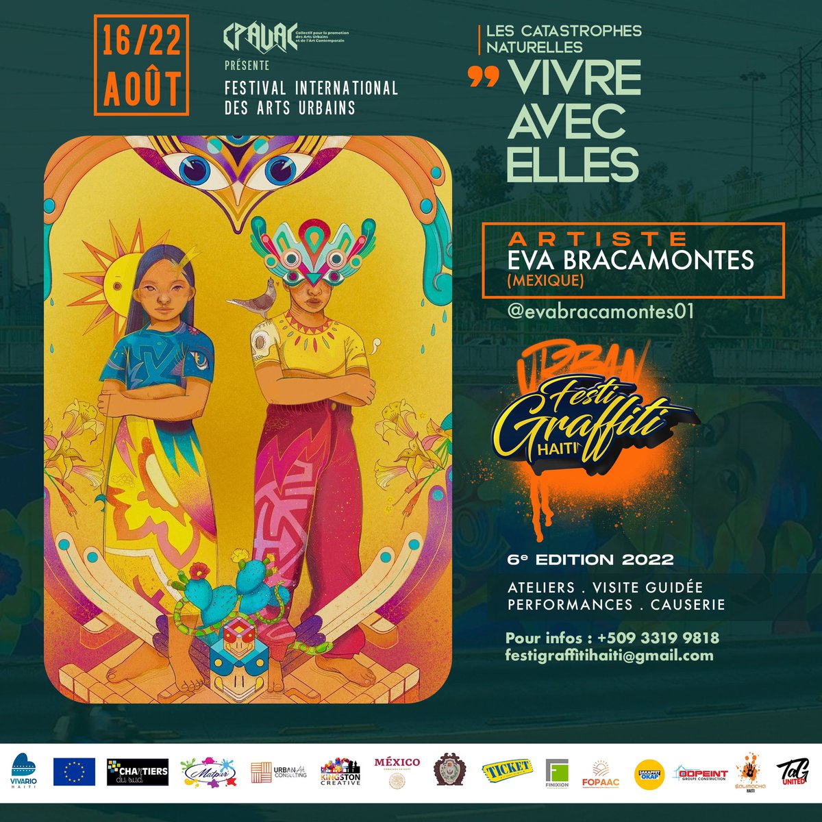 pierresaintwid's tweet photo. Aussi nous sommes heureux de recevoir l’artiste #mexicaine #evabracamontes pour cette 6e #edition de #festigraffiti2022 @EmbamexHaiti #matpar #ue #urbanartconsulting #haiti @dcamara_mx https://t.co/MMqSKLkt58