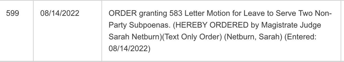 FilanLaw's tweet image. #XRPCommunity #SECGov v. #Ripple #XRP In a Text Only Order, Judge Netburn granted the Ripple Defendants’ Motion to Serve Two Subpoenas to authenticate videos of seven SEC officials’ public remarks and ignored the SEC’s claim that Defendants were trying to reopen fact discovery.