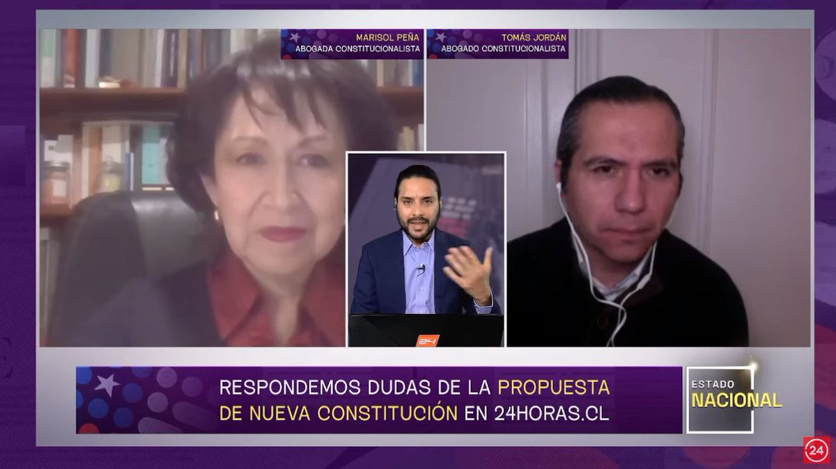 24HorasTVN's tweet photo. 📱 Transmisión digital #ENacional 

@felileon conversa con los abogados constitucionales Marisol Peña y Tomás Jordán para responder las dudas de nuestros usuarios sobre la propuesta de nueva Constitución.

¿Tienes dudas? Déjalas acá 👇🏻 https://t.co/VGi6nG1nSv https://t.co/dZPVDfXLKI