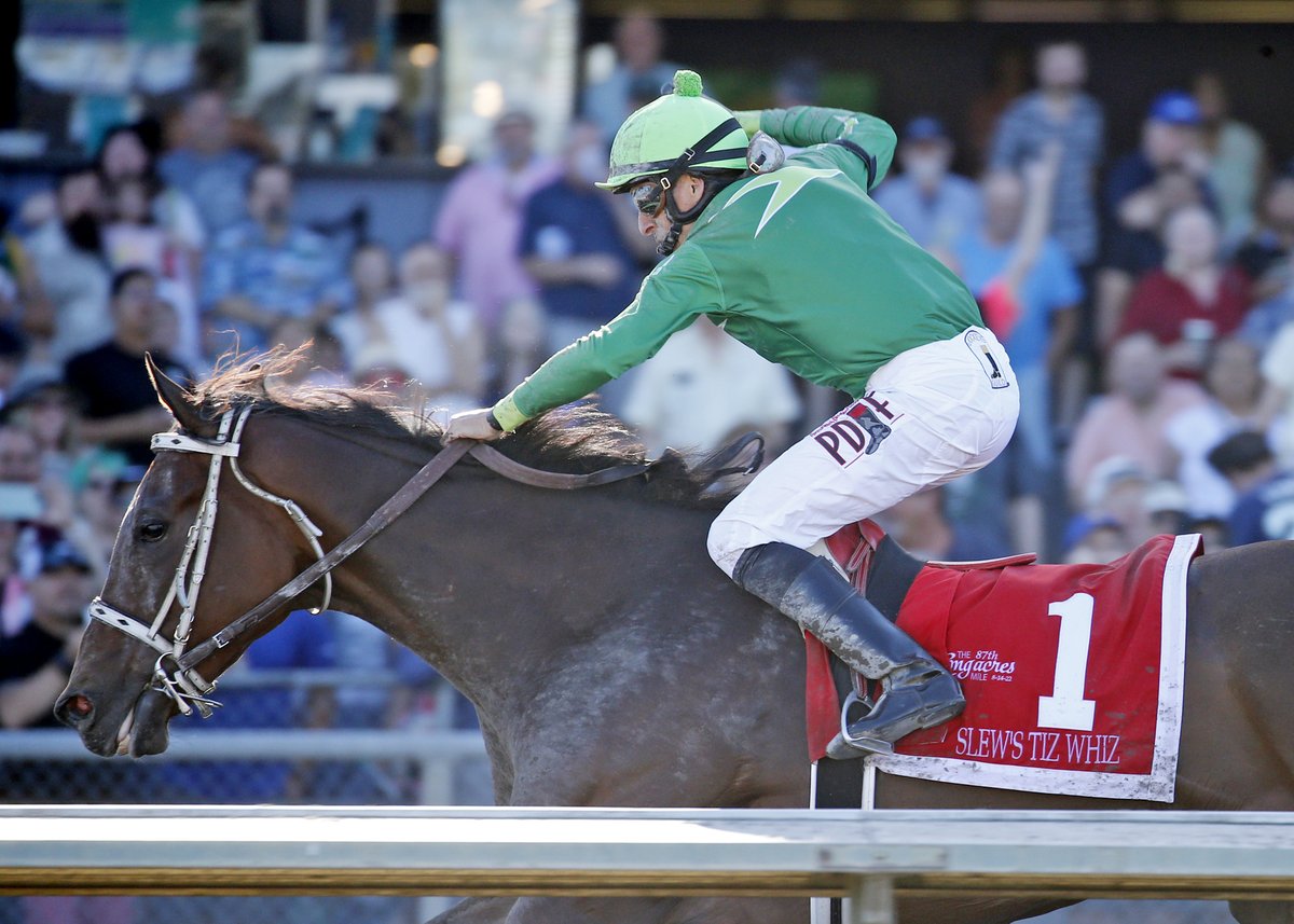 EmeraldDowns's tweet photo. 87th Longacres Mile

Longtime jockey Jose Zunino flashes past the wire aboard the winner Slew's Tiz Whiz.

Today's handle of $3.2 million was the second highest in track history. https://t.co/3eATrlYkvS