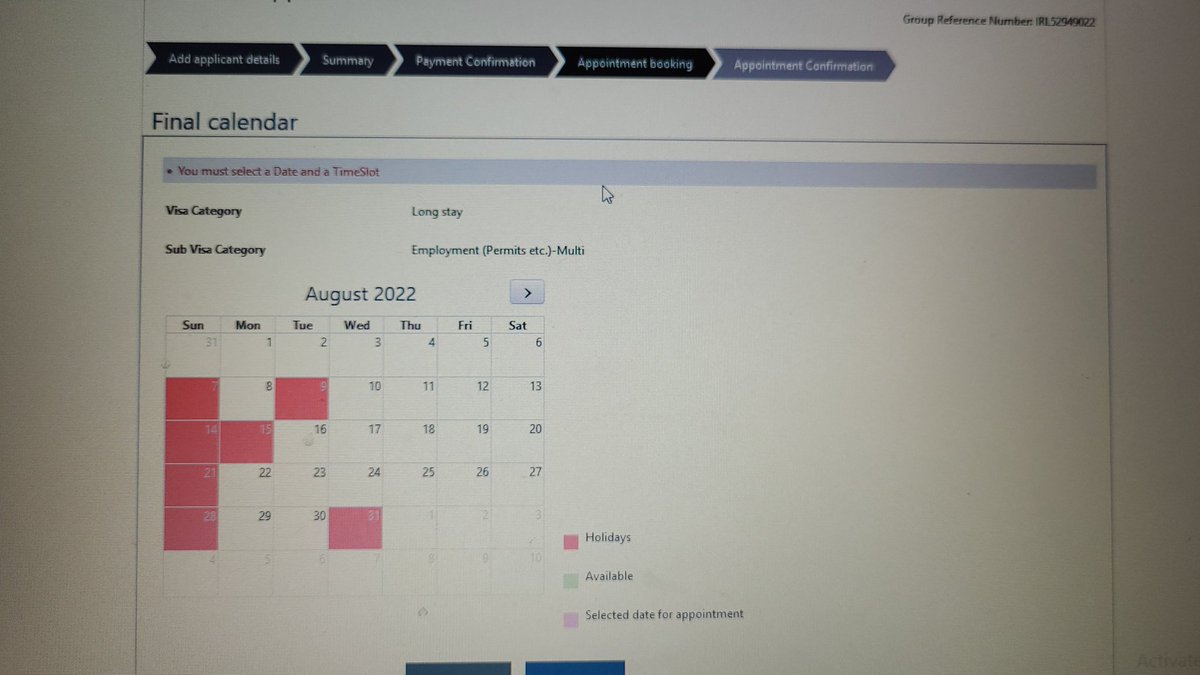 himsaini's tweet photo. @vfsglobalcare @VFSGlobal @vfsglobalcare why Available slots are not appearing since 3 days, it's just showing Holidays while selecting appointment. https://t.co/3fTacZrqGs