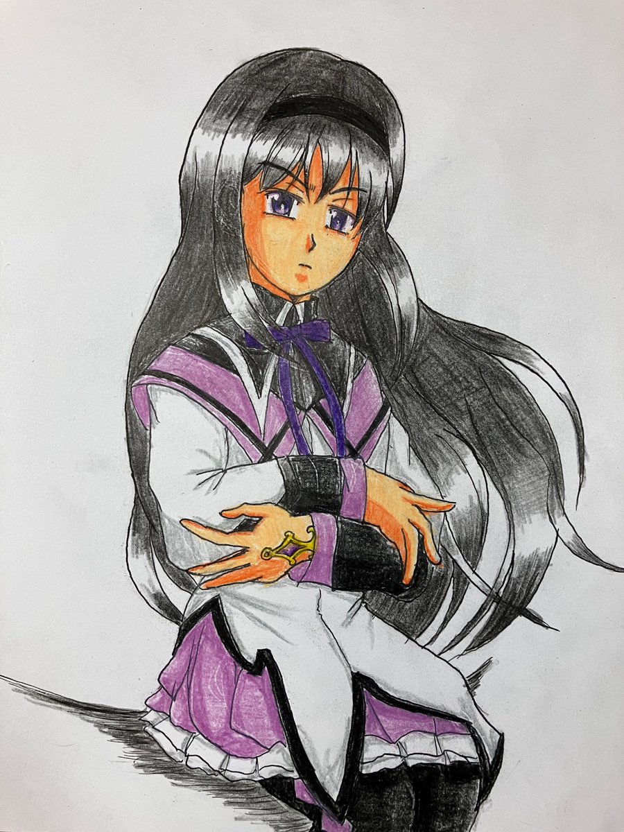 暁美ほむら 「たまに無性に描きたくなるほむらちゃん。#魔法少女まどかマギカ#暁美ほむら 」|ほむらのイラスト
