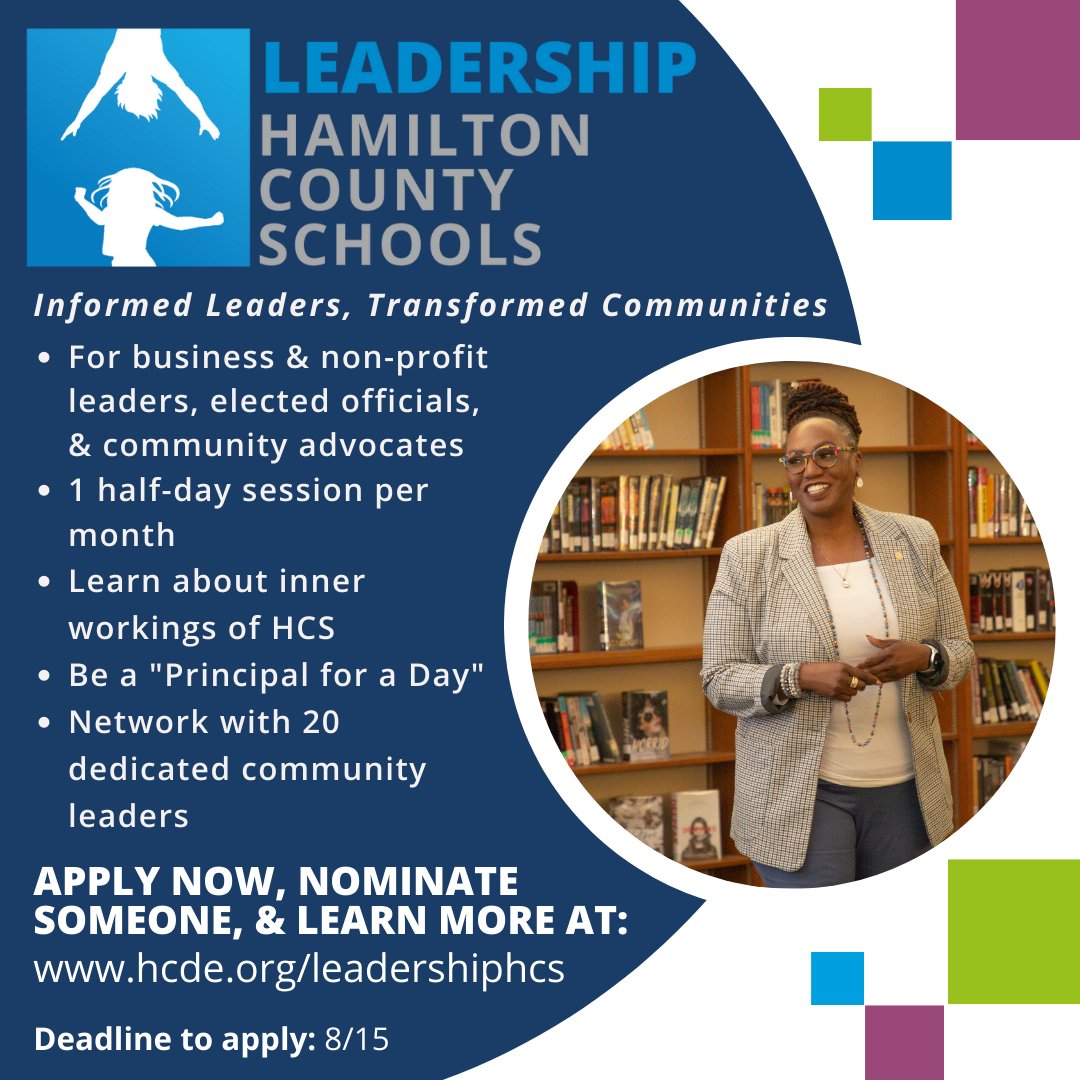 Applications are open for the 4th cohort of Leadership HCS!

Participants will learn the successes &amp; challenges of how our school district ensures all students thrive &amp; experience a future without limits. Deadline to apply is Monday, Aug. 15th. Learn more: hcde.org/community/lead…