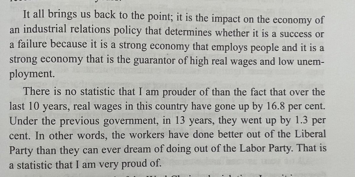 What really happened during the much romanticised Accord/Hawke/Keating era ?

In short, their heavily regulated IR system of late 80’s &amp; early 90’s produced lower real wages growth &amp; higher unemployment 

See extract from then PM Howard’s address to ACCI in Sydney 20 July 2006 👀