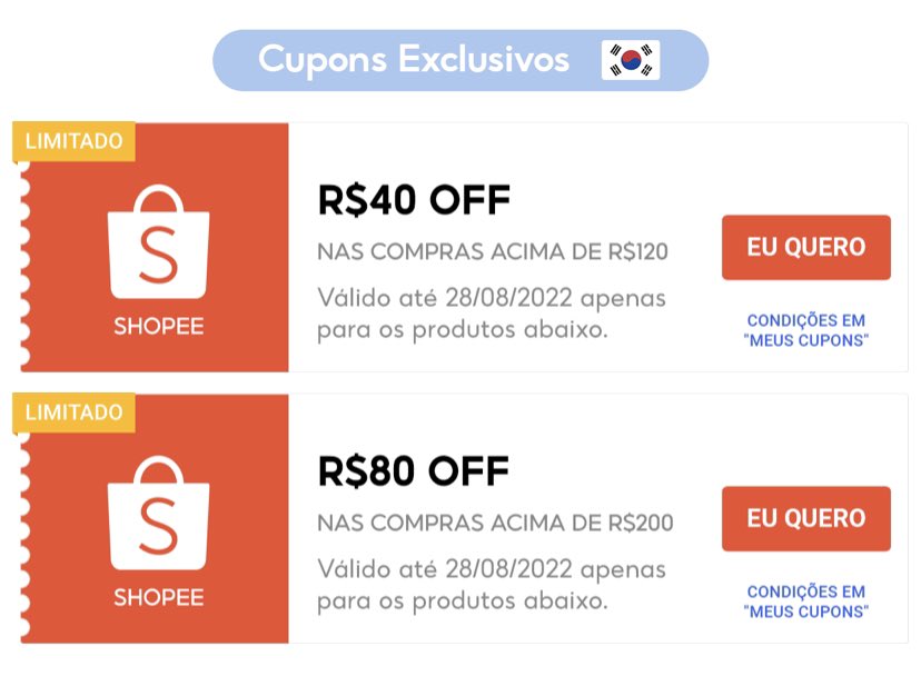 sddescontos's tweet photo. 🇰🇷 NOVA REMESSA -  SELEÇÃO COREIA  🇰🇷

Cupons:

• R$40 off de R$120
• R$80 off de R$200

Para produtos do link. Tem kpop, k beauty, papelaria e muito mais. 

 SEJA RÁPIDO(A)!!!!! @shopee_br 

👉🏽 Confira: https://t.co/j23WoZkkPJ

#CoberturaSD #SeleçãoCoreia https://t.co/PONa9UoTF8