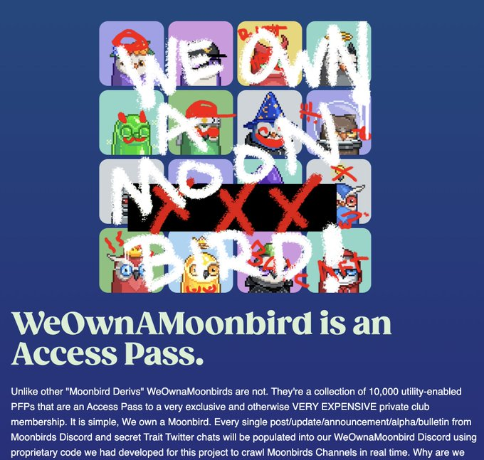 weownamoonbird's tweet photo. WeOwnaMoonbird roadmap is simple, clear, concise. 
1.We Own a Moonbird.
2. You get a WeOwnaMoonbird NFT
3. You now Own a Moonbird! (basically)
4. Join our Discord, Verify with CollabLand, view every single channel in real time. https://t.co/1YytDSWWcy