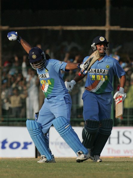 FarziCricketer's tweet photo. To see someone celebrate more with Raina in the frame is rare, and that too being Dhoni is rarest. https://t.co/Mh1C6y7MBk