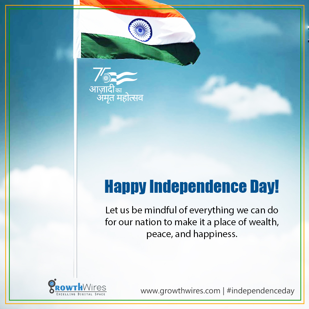 growthwires's tweet photo. 75th years of pride and glory!
Wish you all a very Happy Independence Day!

#independenceday #15thAugust #GrowthWires #azadikaamritmahotsav2022 https://t.co/ZO27cMTm0B