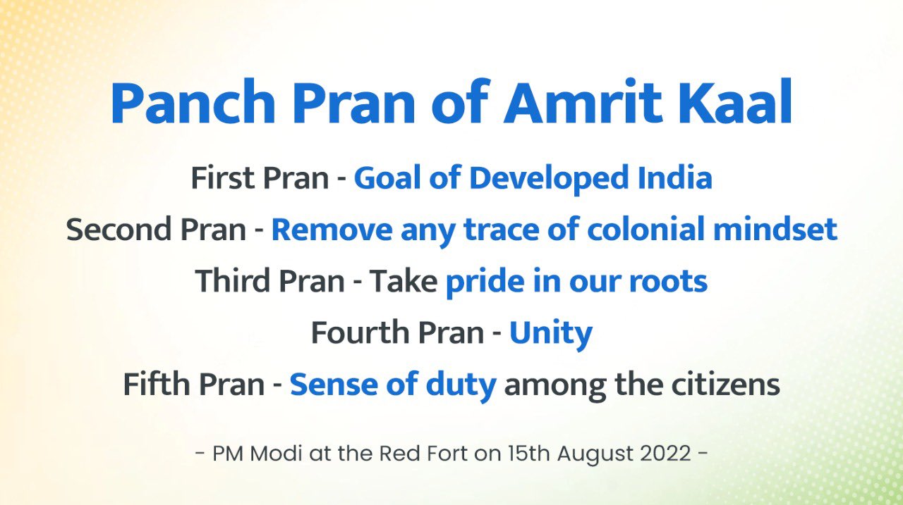 PM Modi lists 'panch pran' for citizens to fulfil the dreams of freedom  fighters by 2047