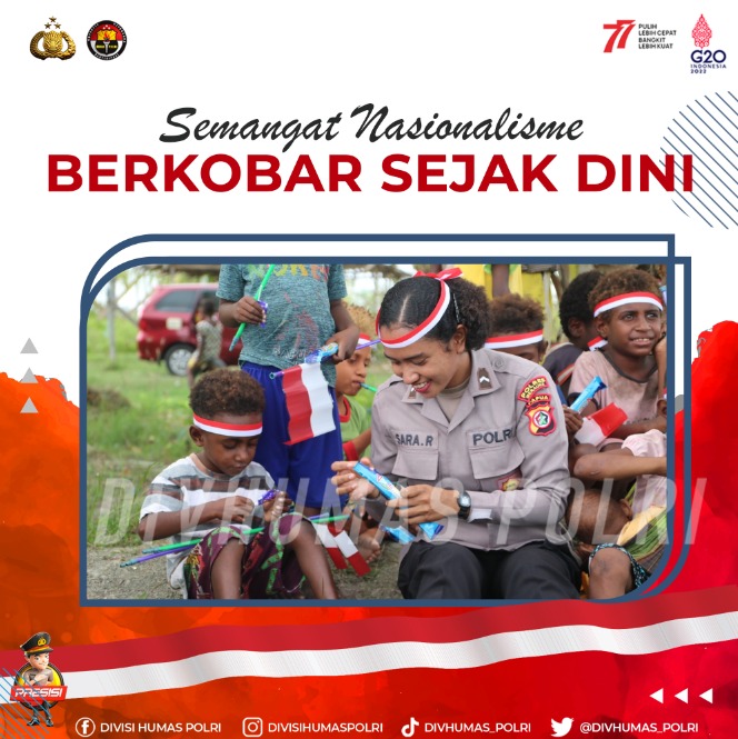 HumasTabesSmg's tweet photo. Potret kebersamaan personel Polwan RI bersama anak-anak Papua #SinergitasJagaNKRI dalam rangka menyambut Hari Kemerdekaan Republik Indonesia Ke-77 Bangkit Bangun Negeri https://t.co/Madf8sZYWh