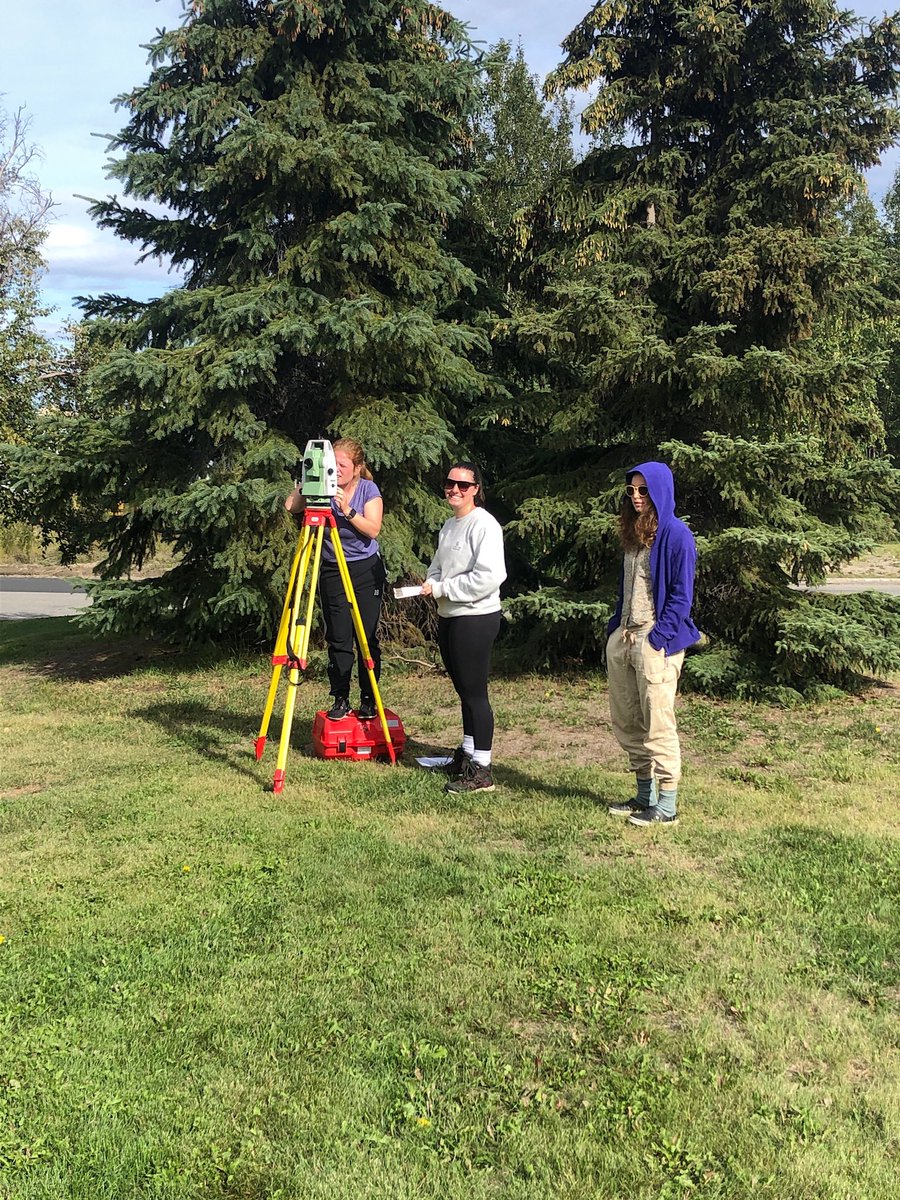 IGEA_UMASS's tweet photo. Today we went over what if scenarios and did more total station practice. We spent the rest of the afternoon doing data analysis by plotting the active and permafrost layers based on the total station data groups 1 and 2 collected. https://t.co/CztMmjLubG