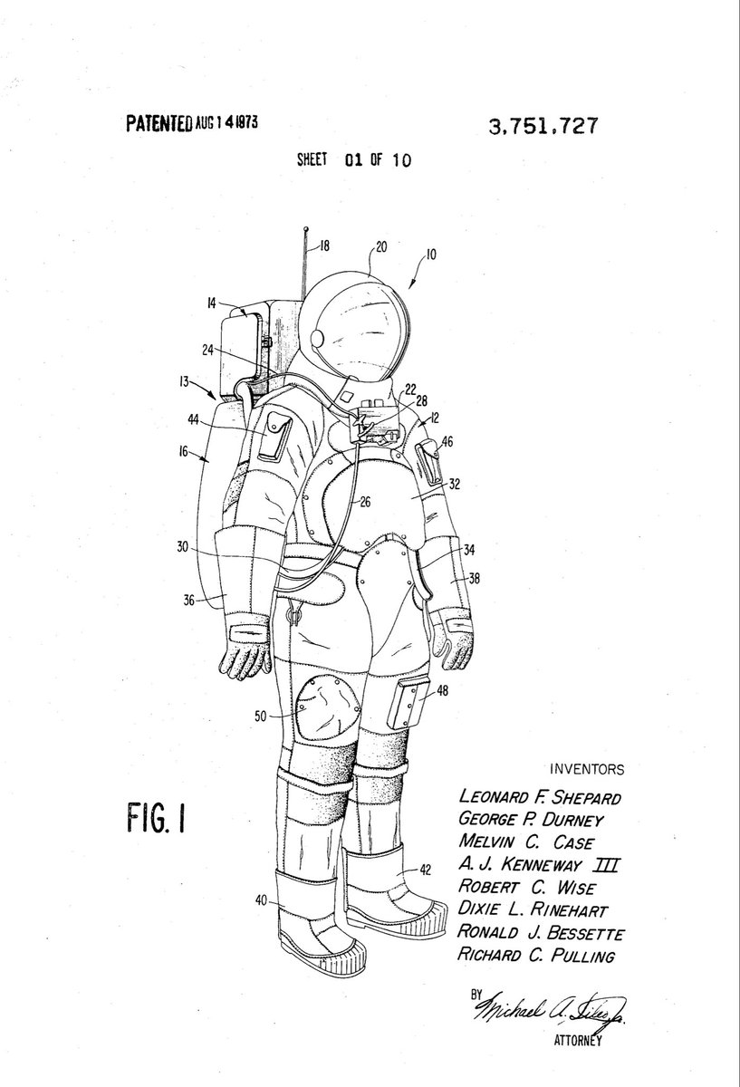 On Aug 14, 1973, NASA patented Space suit.