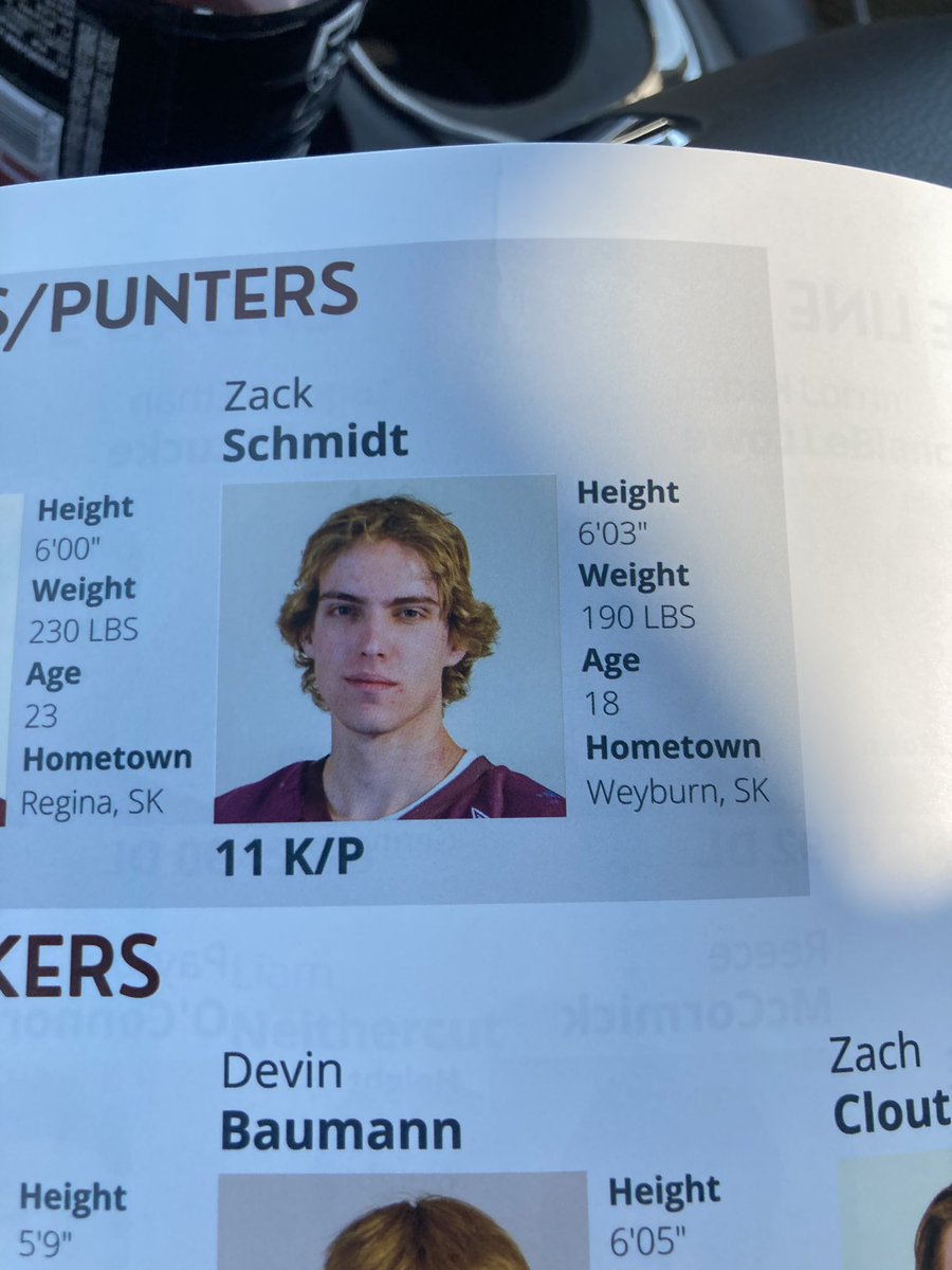 ColtNeithercut's tweet photo. Congrats to WCS Eagle Alum @SchmidtZackery9 on his first career @CJFLnews game with the @reginathunder. Zack scored 7 points and added a few booming punts and kickoffs in their 57-15 win. https://t.co/CkHkEHBuAL
