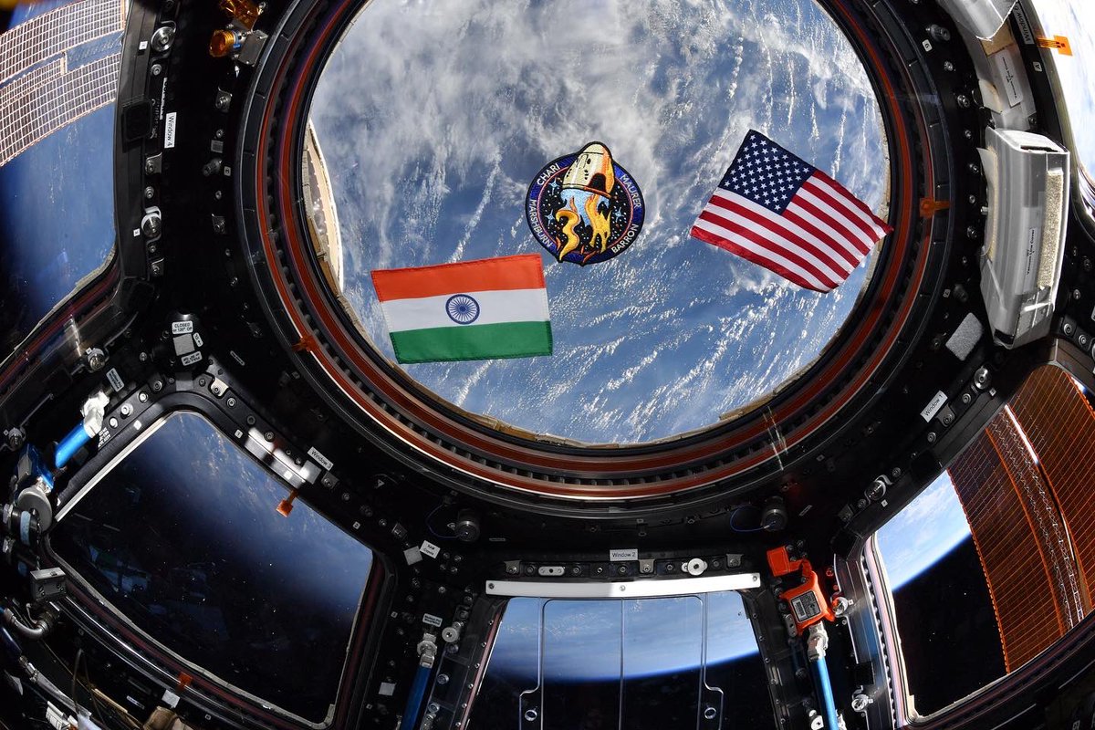 Astro_Raja's tweet photo. On Indian Independence eve I’m reminded of Indian diaspora that I could see from @Space_Station where my immigrant father’s home town of Hyderabad shines bright. @nasa is just 1 place Indian Americans make a difference every day. Looking forward to @IndianEmbassyUS  celebration https://t.co/4eXWHd49q6