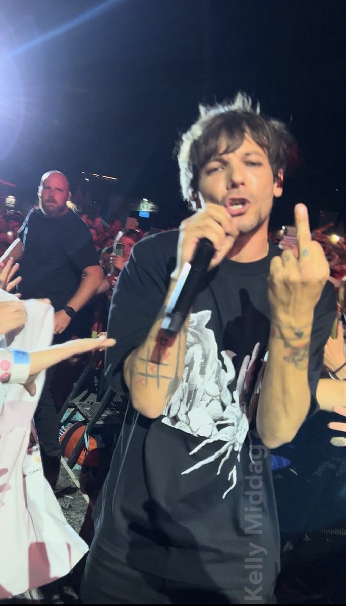 1DDailyPlanet's tweet photo. 📸 | Louis flipping off a fan 🖕🏻#LokerseFeesten #LouisTomlinson 

© xdoretommo https://t.co/IyeH4cxFnD