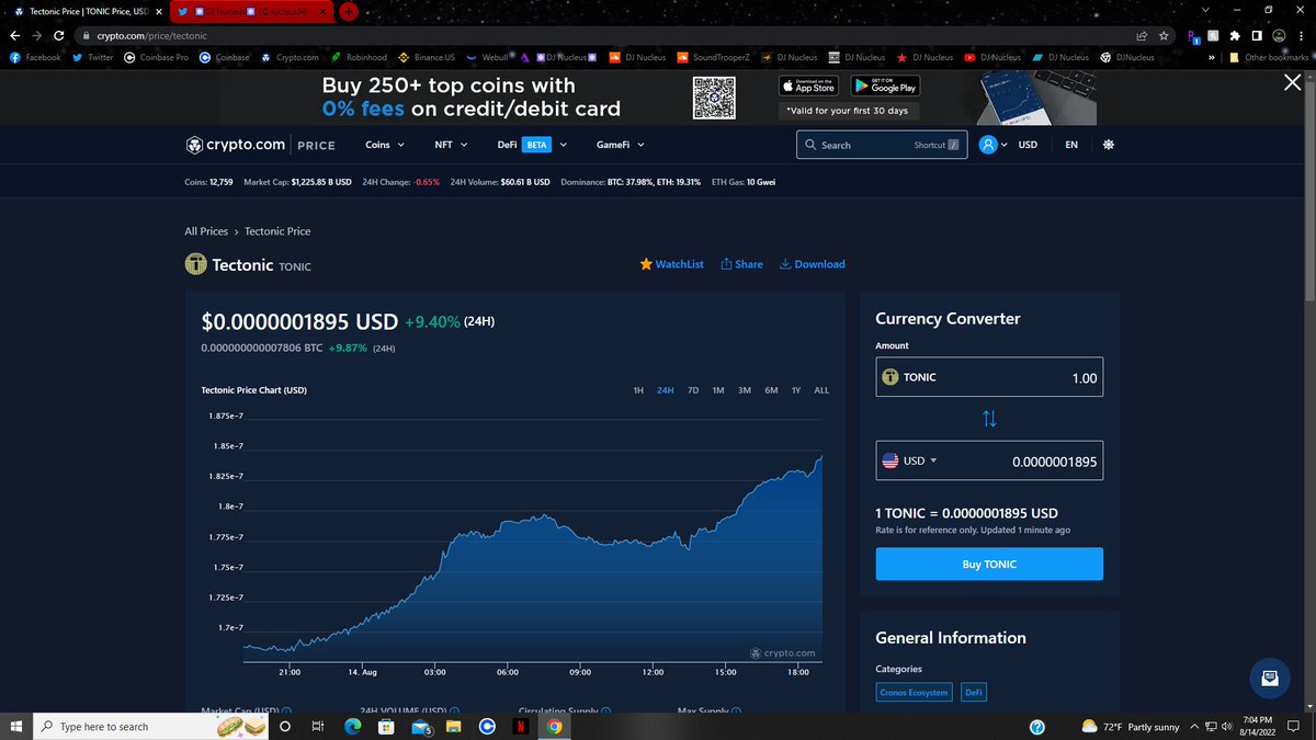 nucleus34's tweet photo. The chart is looking great the past 24 hours 🚀
#Tectonic/#TONIC🌋 
#TectonicAstronauts👨‍🚀 
#Tectonians/#TONICNation💪
#1000xgem https://t.co/MMUO0655ku