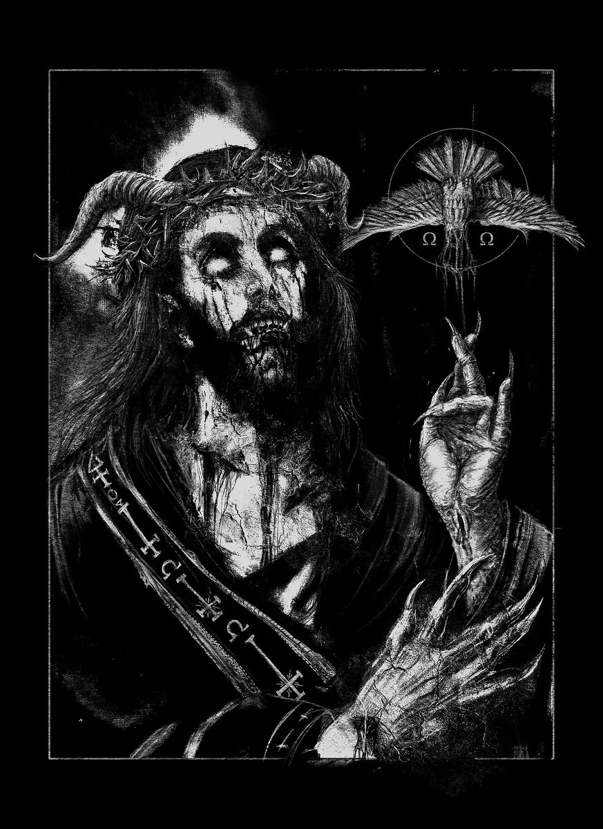 NestorAvalosZar's tweet photo. Artwork a\bused by @drud_official Listen, the devotee's ears must open to the gospel of the fallen ones-
.
.
#darkart #darkartists #horrorart #drud #drudband #blasphemy #omega #saturn #macabreart #darkaesthetic #lucifer #digitalart #satan #satanic #djinn #nestoravalosart https://t.co/A3Fc0pesVM