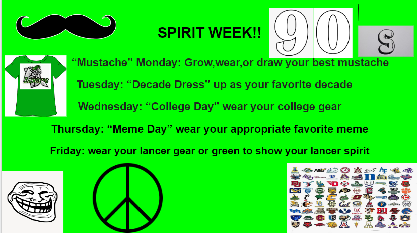 Lancers - show your school spirit the week of August 15 - 19!