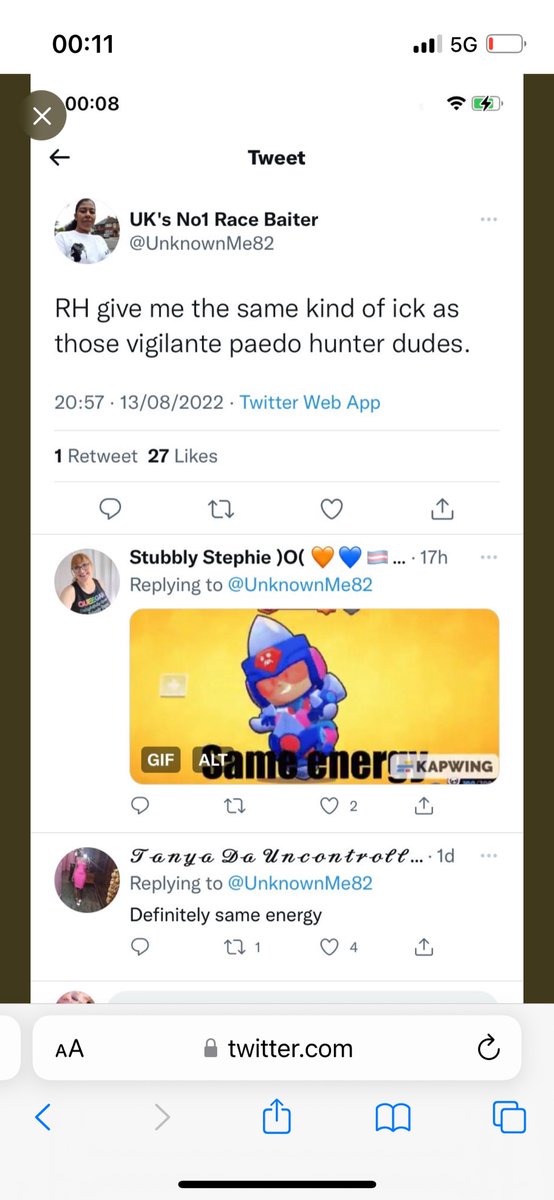‘Vigilante paedo hunter dudes’ are amazing. They dedicate their lives to saving kids from potential abuse. They’re doing the job that the plod won’t, as they’d rather investigate faux claims by cranks🤥 So soz abar me Jude, but I love them. It’s telling that some ppl don’t 🤔xxx