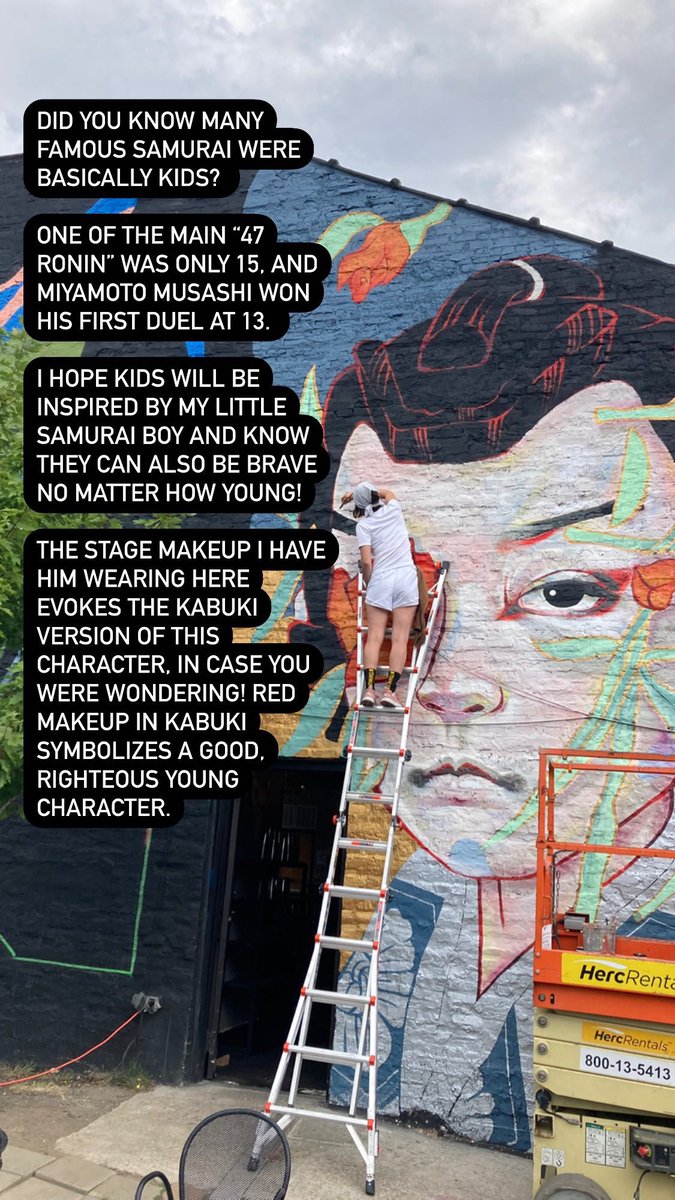 juuriart's tweet photo. Finished yesterday for @TitanWallsChi 💛 Enjoy my little samurai boy till next year! You can see him (and a ton of other mind-blowing work near #districtbrewyards in the #WestLoop #Chicago #chicagomural #chicagostreetart #newsyreetartchicago #japaneseartchicago https://t.co/71DqmP7kSY