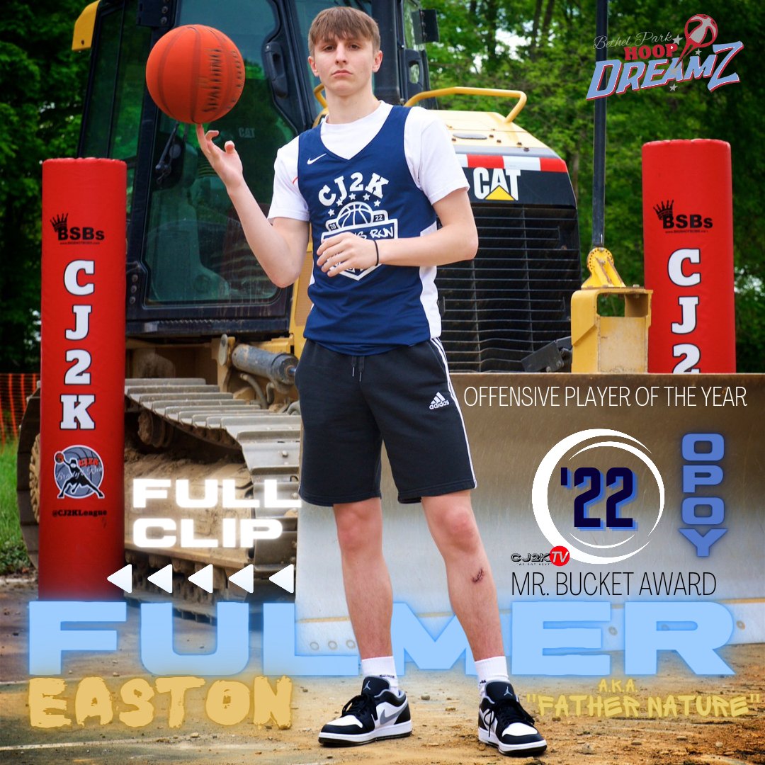 CJ2KLeague's tweet photo. Our CJ2K TV 2022 Offensive Player of the Year Award goes to EASTON FULMER.  Easton lit up the league scoring from anywhere and everywhere.  Fulmer led the CJ2K in scoring with a 30.5 ppg regular season average.  Congratulations @FulmerEaston you are our 2022 "Mr. Bucket!" #OPOY https://t.co/fL6J8oS2Pw