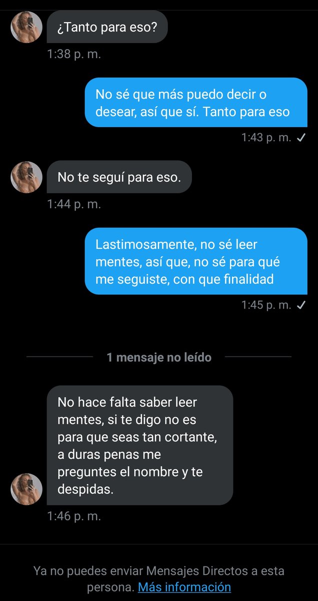 ENorthmanH's tweet photo. Una conversación efectiva requiere de la participación de dos personas... Solo llegó, habló de sus dientes dolorosos, respondió solo "Sí, no. Bien. Ajá.”
Por cordialidad le deseé un buen día... Y el cortante soy yo. https://t.co/lVa4QDfCBl