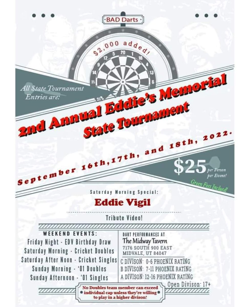 NecroDarts's tweet photo. Looking forward to this State Memorial Tournament! #StateTournament #Darts #SoftTip #ChasingSponsorship #NecroDarts https://t.co/AIB3Sq5DHy