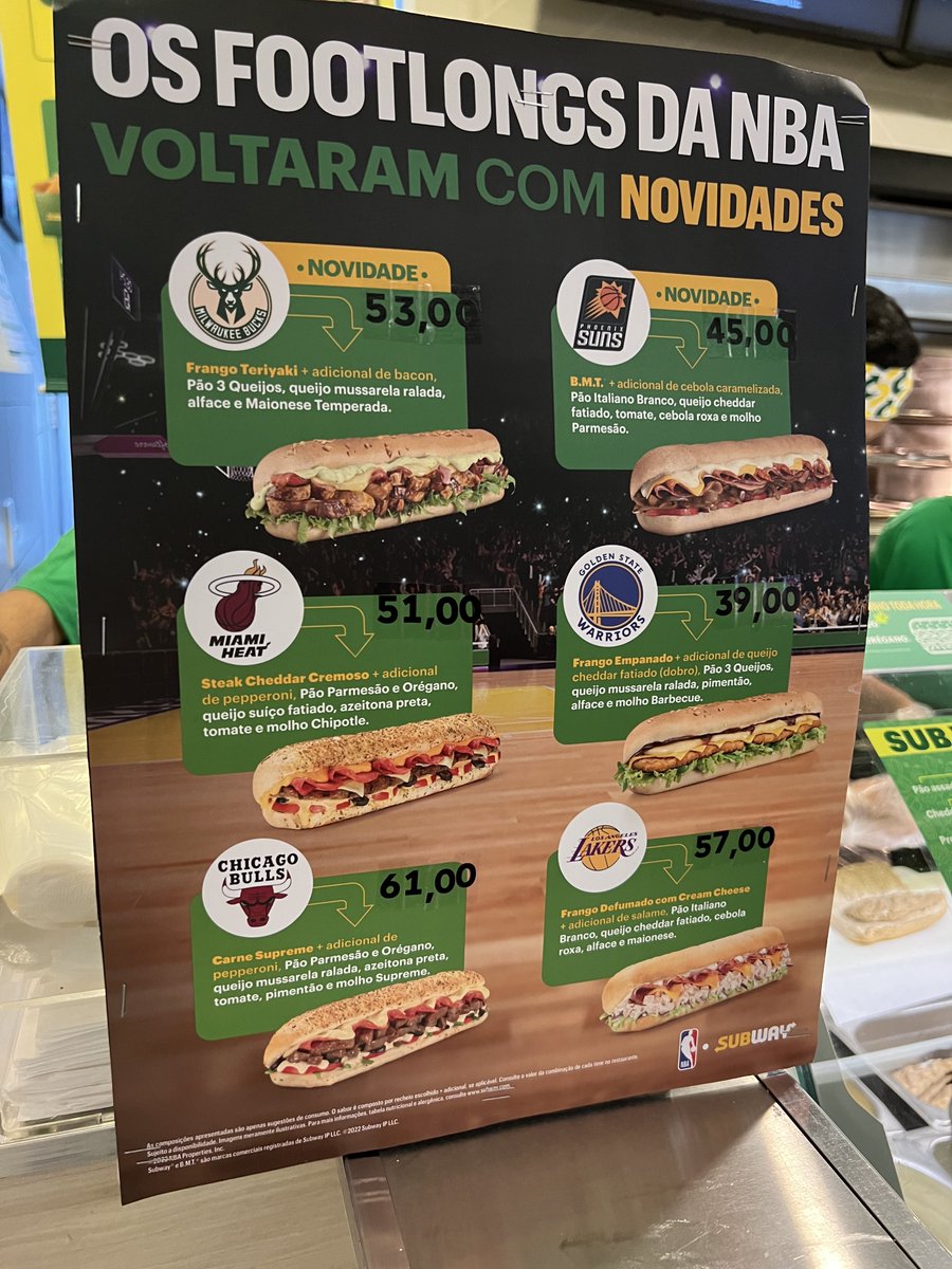 em que momento subway começou a custar R$61