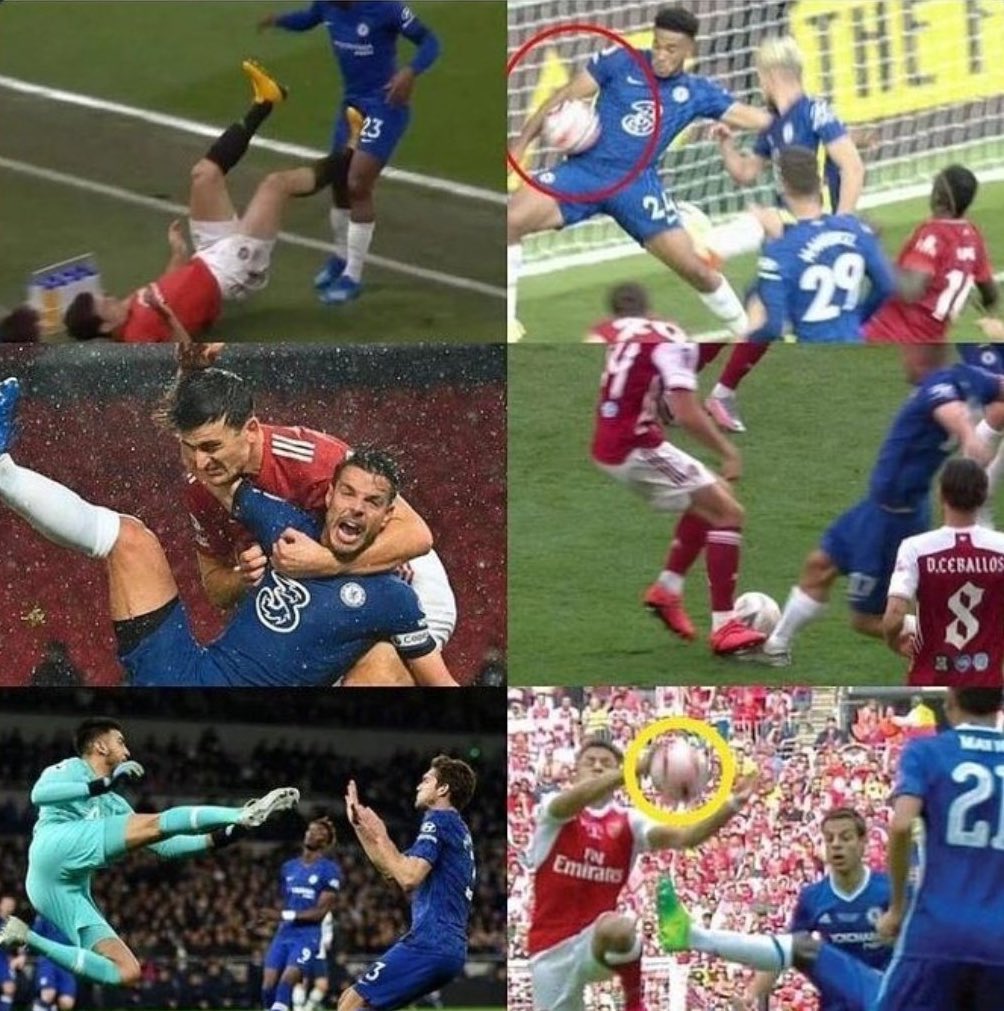 Padosky667's tweet photo. Anthony Taylor doing what he does best... F*CKS @CFC games eveytime.
•Kovacic red card FA Cup Final 
•Maguire stamp on Batshuayi 
•Gazzaniga kick on Alonso
•Romero pulling Cucurella’s hair
•Reece James ‘Handball’ v Liverpool 
•Sanchez hand ball FA Cup final
•And today... https://t.co/nugCYCMoNH