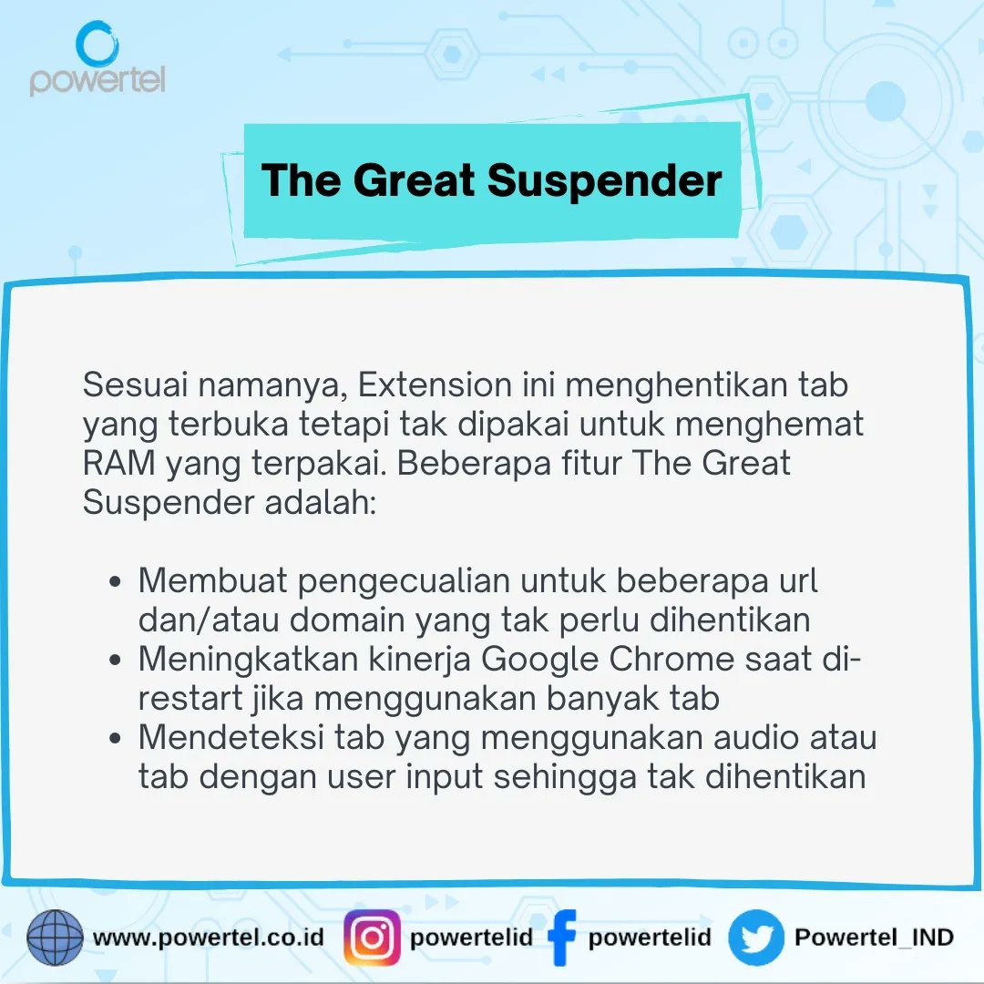 Powertel_IND's tweet photo. Rekomendasi Extension Google Chrome supaya kamu makin produktif.

#infointernet #seputarinternet #googlechrome #chromeextension #googlechromeextension #googlechrometips #googlechromebrowser #browser #browseraddons #tipsproduktif #tipsproduktifitas #chromewebstore #powertelid https://t.co/GX6mRC5n4d
