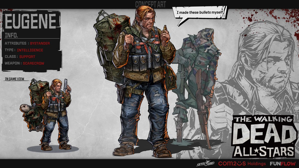 TWDAllStars's tweet photo. Hello, Survivors!
A new Dev Note has been uploaded!
This time, we are showcasing one of the most beloved characters from the series: #Eugene.
Get a #sneakpeek of Eugene in TWD: All-Stars!
https://t.co/lFkuhJMGlE
#TheWalkingDead #TWD #AllStars #idle #collection #RPG #DevNote https://t.co/JHddsoGEG8