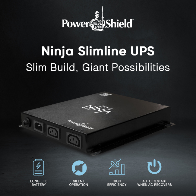 LeaderComputers's tweet photo. the Ninja Slimline UPS features Lithium Iron-Phosphate (LiFePO4) battery technology to allow the UPS to operate continuously at up to 40 degrees Celsius without reduction in battery life.  
https://t.co/OUsyn3YUdO
PowerShield #Powershield #NinjaUPS #UPS https://t.co/zJoxp3igdK