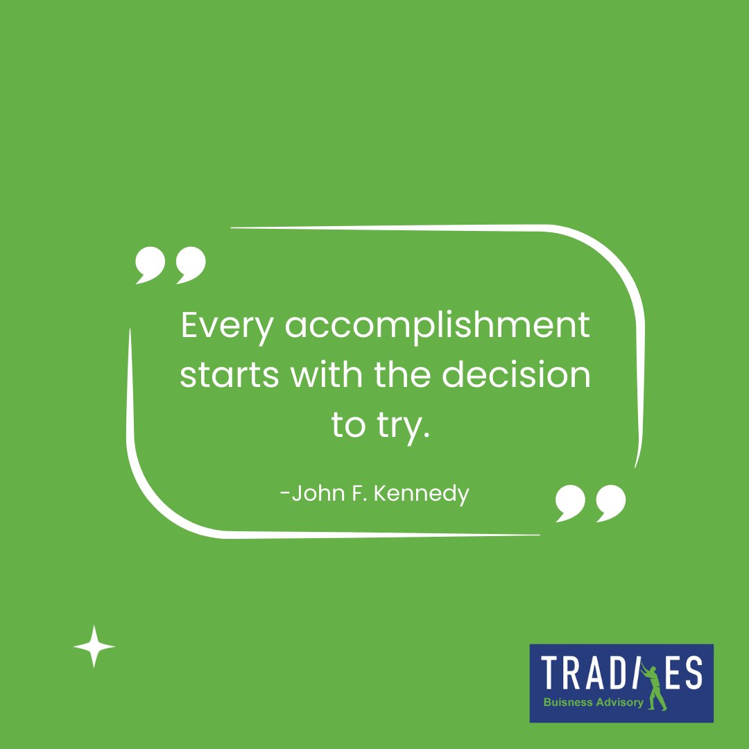 TradiesBas's tweet photo. Every accomplishment starts with a decision to try.

When you try things, new opportunities will open up for you. 

The next time that opportunity knocks at your door, be brave and make a decision to try!

Like this post if you agree.

#tradies #tradiesbusinessadvisory https://t.co/h4vC7OYTv7