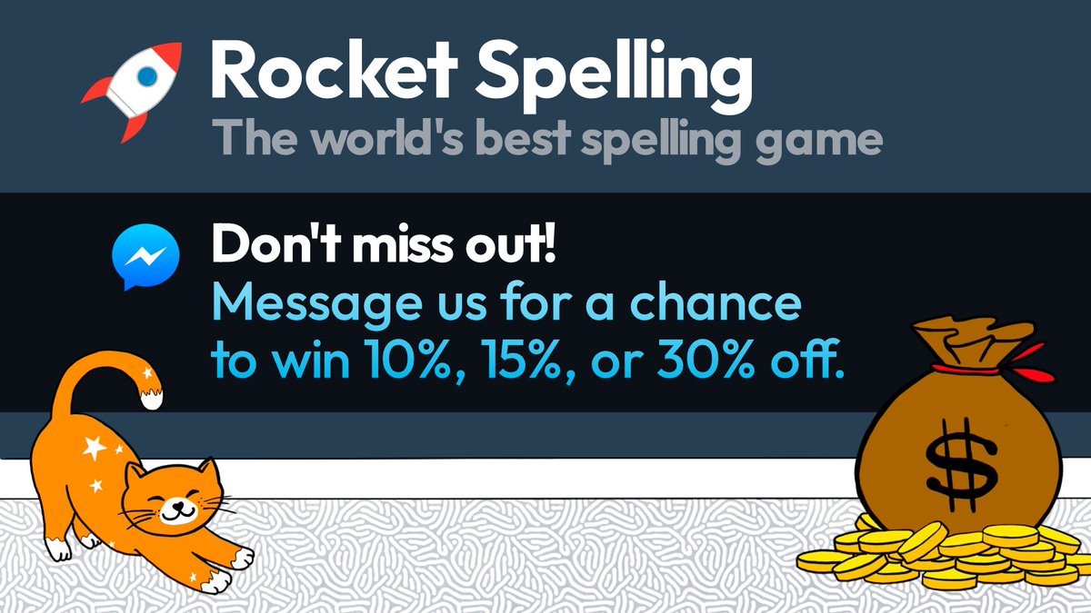 Teachers: Make spelling fun for your students! 
Send us a message now to receive 14 days of FREE RocketSpelling.com access, plus a 10%, 15%, or 30% off coupon code for the upcoming school year. #1stgrade #2ndgrade #3rdgrade #4thgrade #spelling #homeschool #homeschooling
