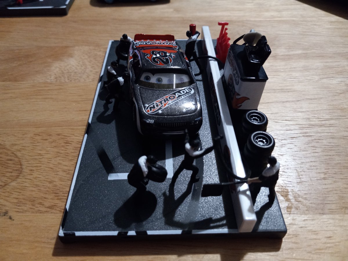 BrandonWNichols's tweet photo. The latest from my Pit Row Series. Alan Axler driving the Nitroade 28. #Pixar #Cars #NASCAR #ModelMaking #Miniature #PitRow @danthepixarfan https://t.co/2WJtRulWEY